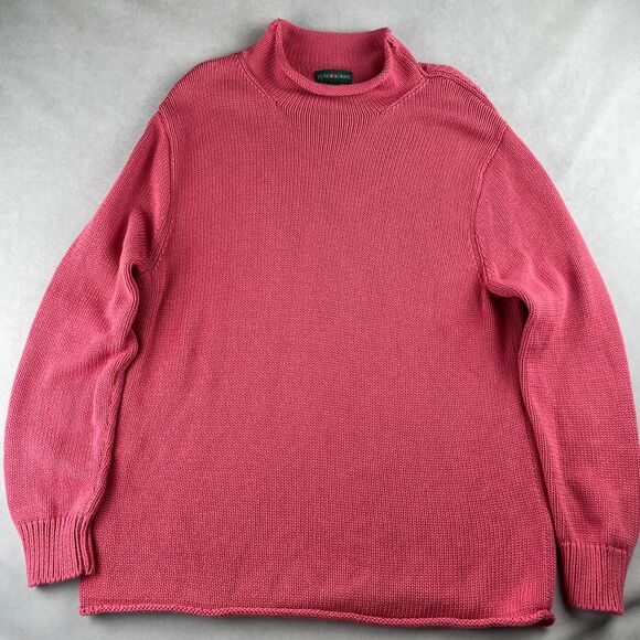 J.Crew 1988 Cotton Rollneck Sweater Unisex L Dusky Red Mock Neck Pullover J0782 - Picture 1 of 8